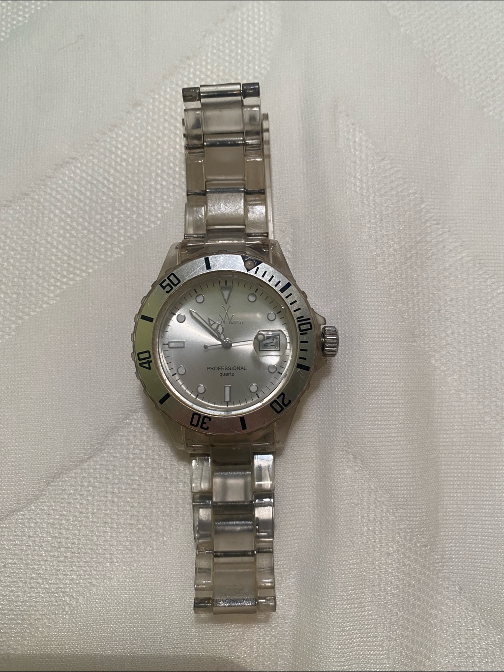 Toywatch Silver Dial Watch With Clear Bracelet